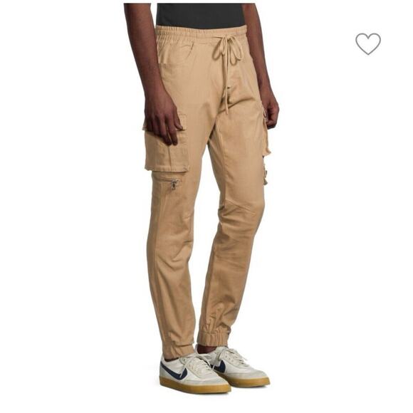 Men's Cargo Jogger Pants Soft Cotton Twill With Stretch Comfort Lounge Active - Picture 3 of 12